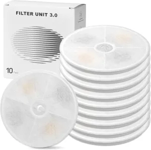(10 pcs) Upgraded Filter Units 3.0 for PET Cat Water Fountains E versweet 2S/3/3 Pro,E versweet Solo/Solo SE, Replacement Filters