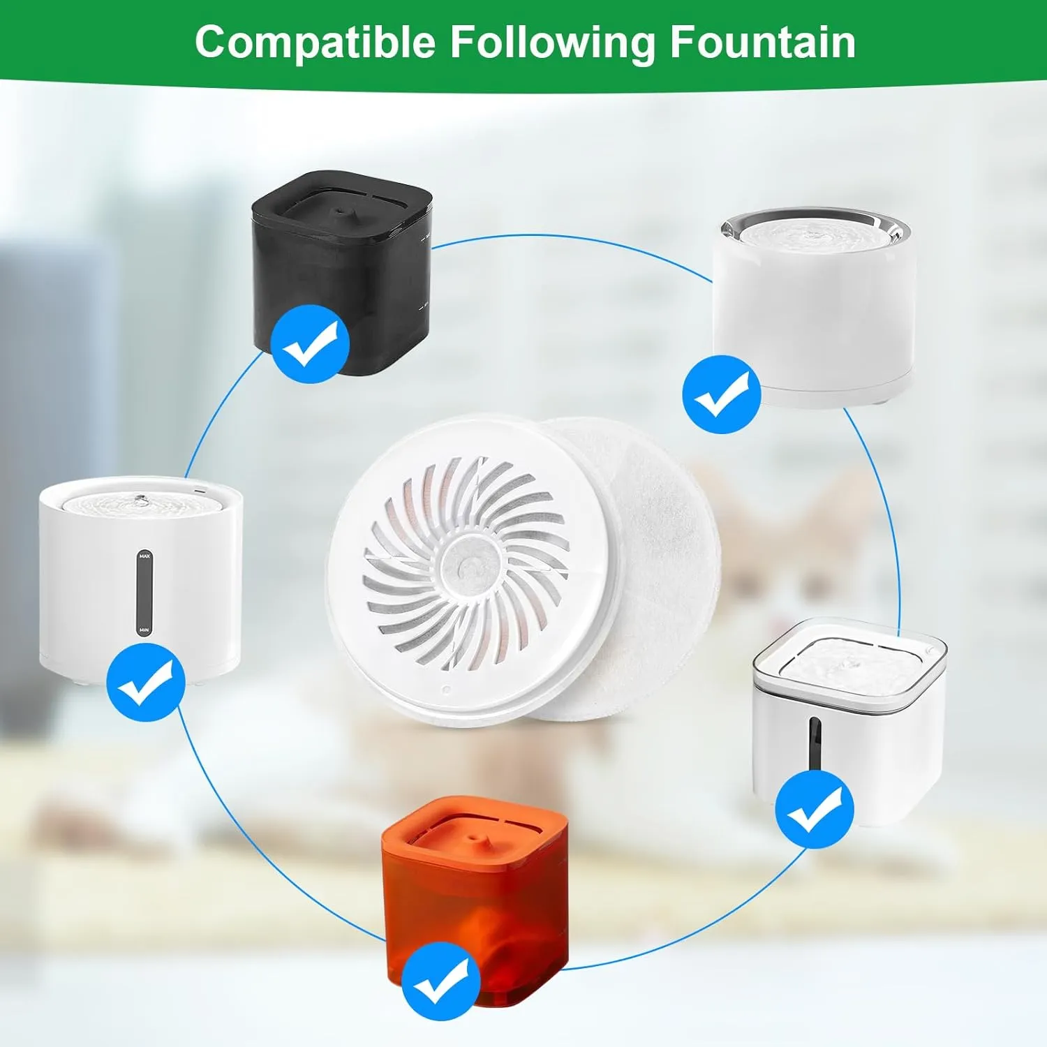 (10 pcs) Upgraded Filter Units 3.0 for PET Cat Water Fountains E versweet 2S/3/3 Pro,E versweet Solo/Solo SE, Replacement Filters
