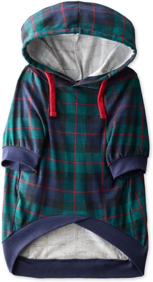 100% Organic Cotton Rocky - The Comfy Dog Hoodie Pet Coat for Small, Medium and Large Dogs, Black Watch Plaid, Large