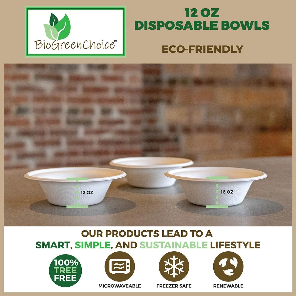 12 oz Eco-Friendly Disposable Soup Bowls