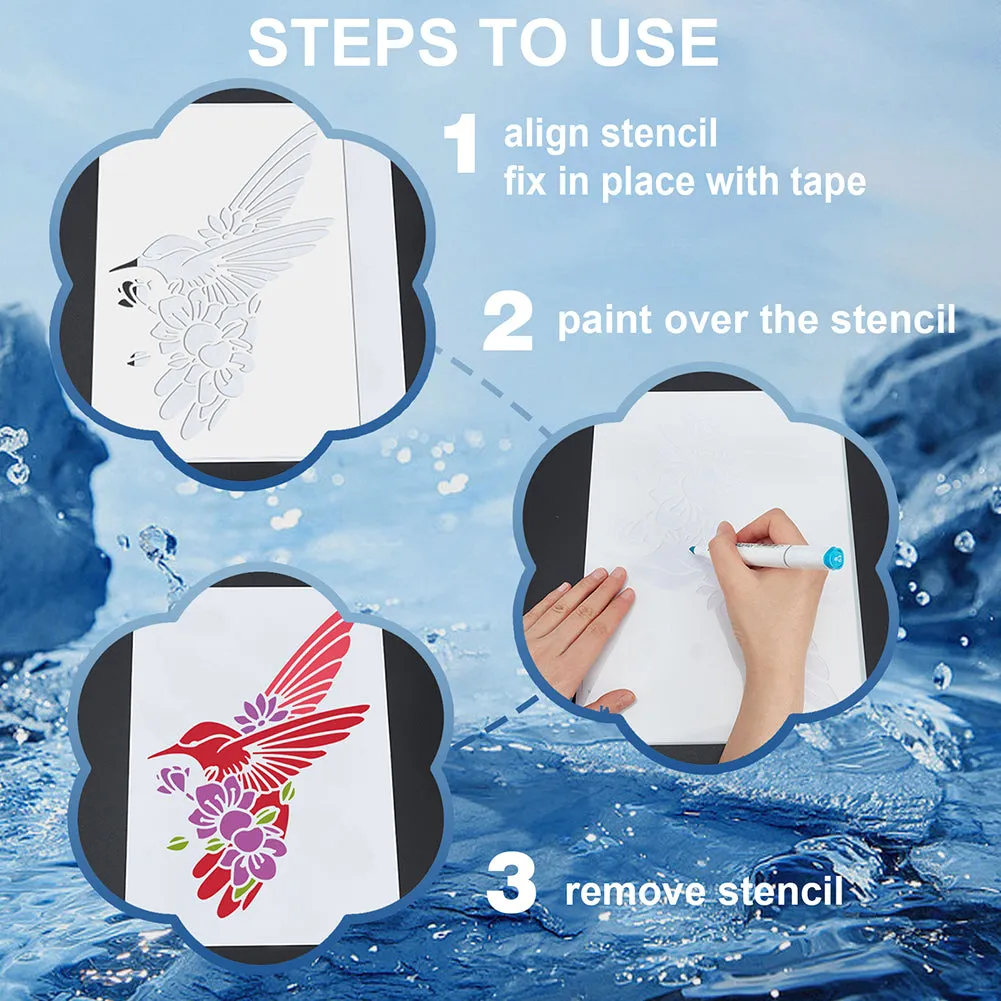 1Pc PET Hollow Out Drawing Painting Stencils, with 1Pc Art Paint Brushes, for DIY Scrapbook, Photo Album, Deer, 300x300mm