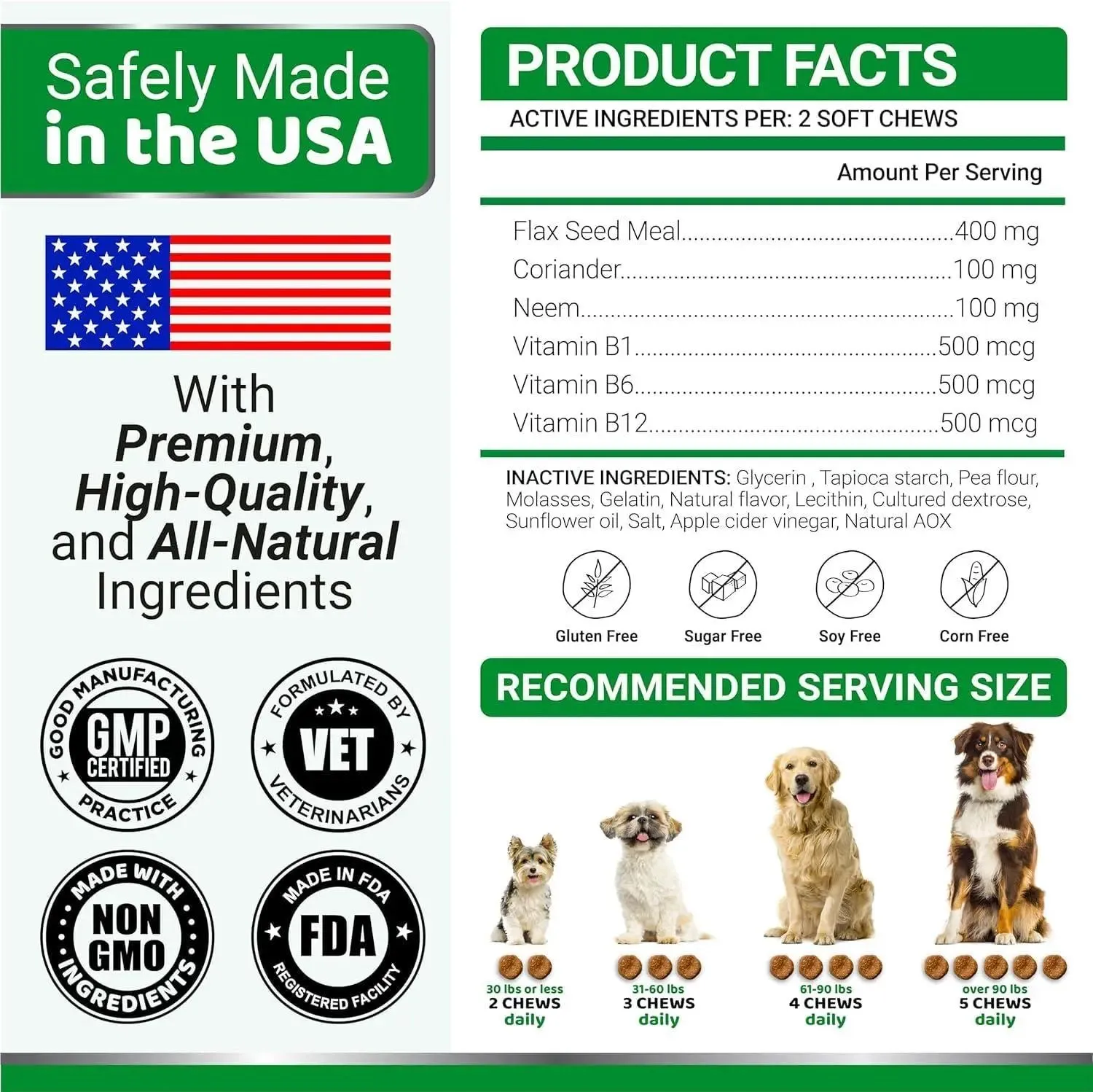 2 Pack Flea and Tick Prevention for Dogs Chewables Natural Dog Flea and Tick Treatment Chewable Flea and Tick Chews for Dogs Soft Oral Flea Pills for Dogs All Breeds & Ages Made in USA