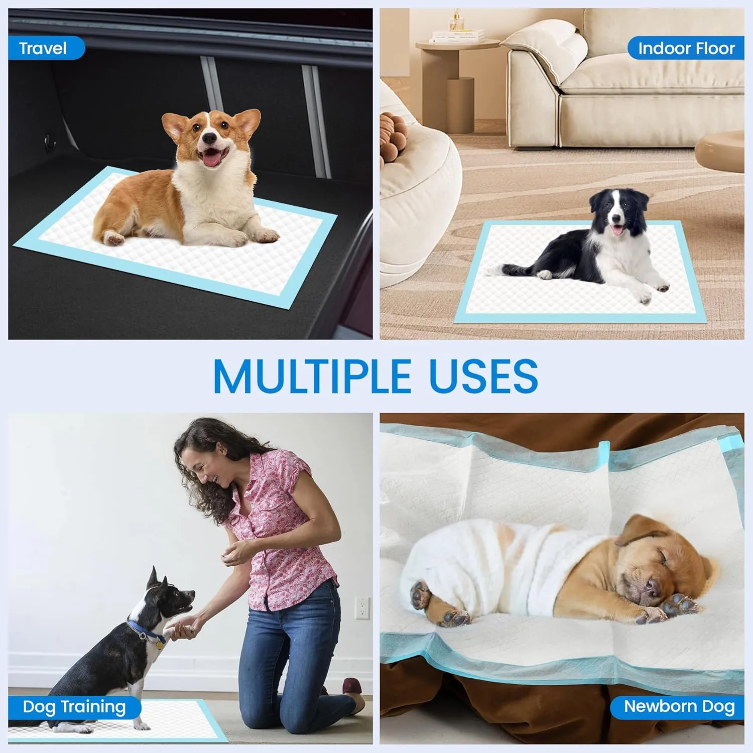 22" x 23" Pee Pads for Dogs, 6 Layers Super Absorbent Training Puppy Pads, Leak Proof Quick Drying Pet Pee Pads, Wee Wee Pads for Dogs - 30 Count