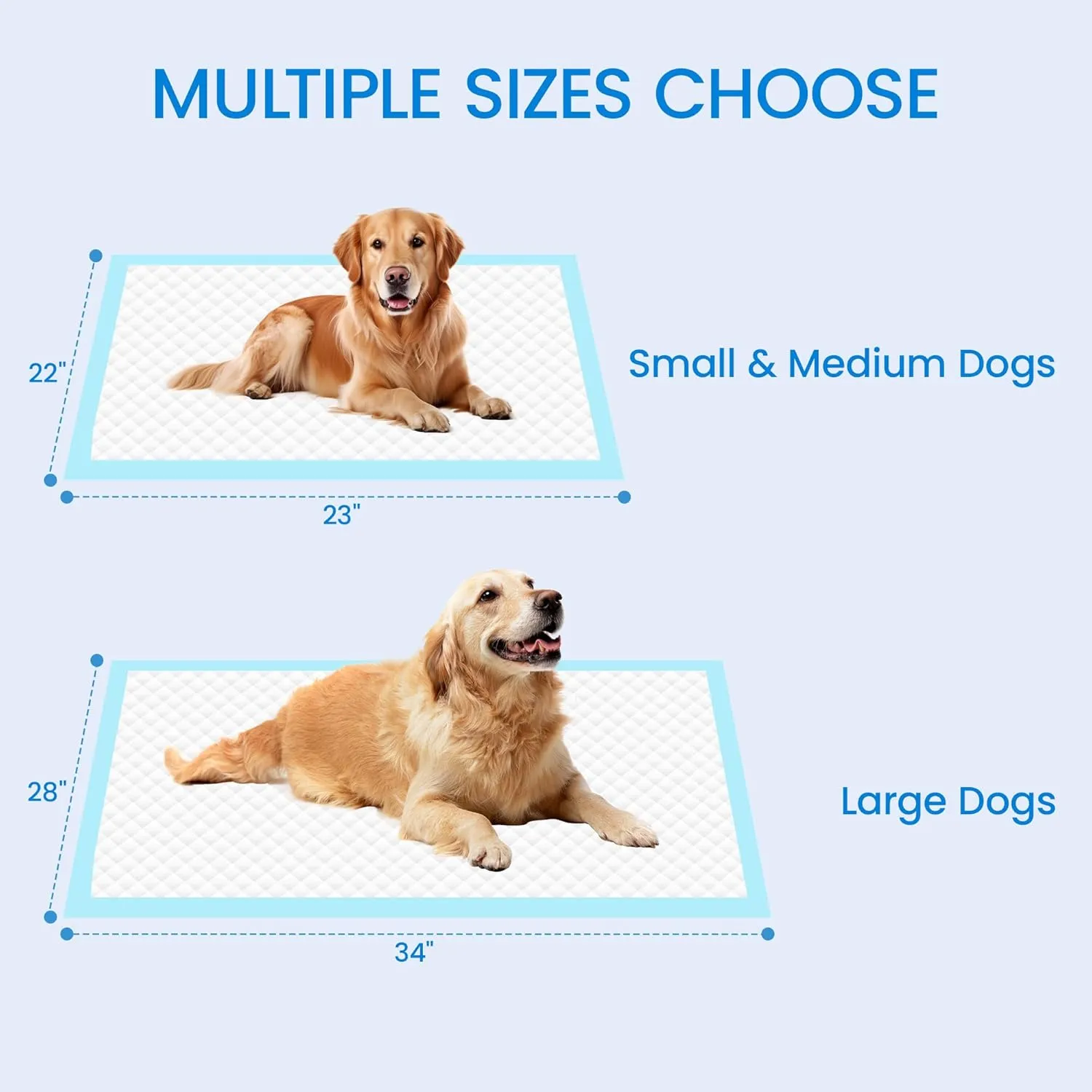 22" x 23" Pee Pads for Dogs, 6 Layers Super Absorbent Training Puppy Pads, Leak Proof Quick Drying Pet Pee Pads, Wee Wee Pads for Dogs - 30 Count