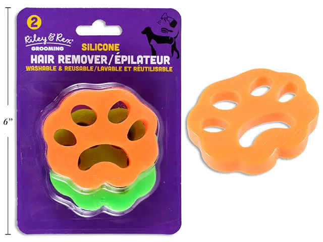 2Pk 4In Washable Reusable Silicone Hair Remover. 2 Asst.Colours/Pack: Orange / Green. B/C.