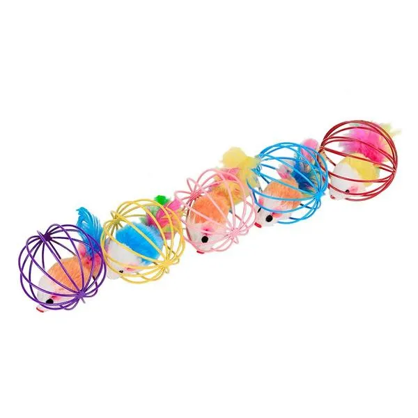5-Pack: Pet Cat Kitten Playing Mouse Ball Cage