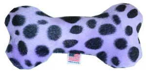 6" Plush Bone Dog Toy Purple Leopard