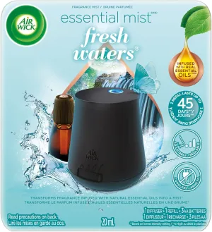 Air Wick Essential Mist, Essential Oil Diffuser, (Diffuser   1 Refill), Fresh Water Breeze, Air Freshener (Device and Packaging May Vary)