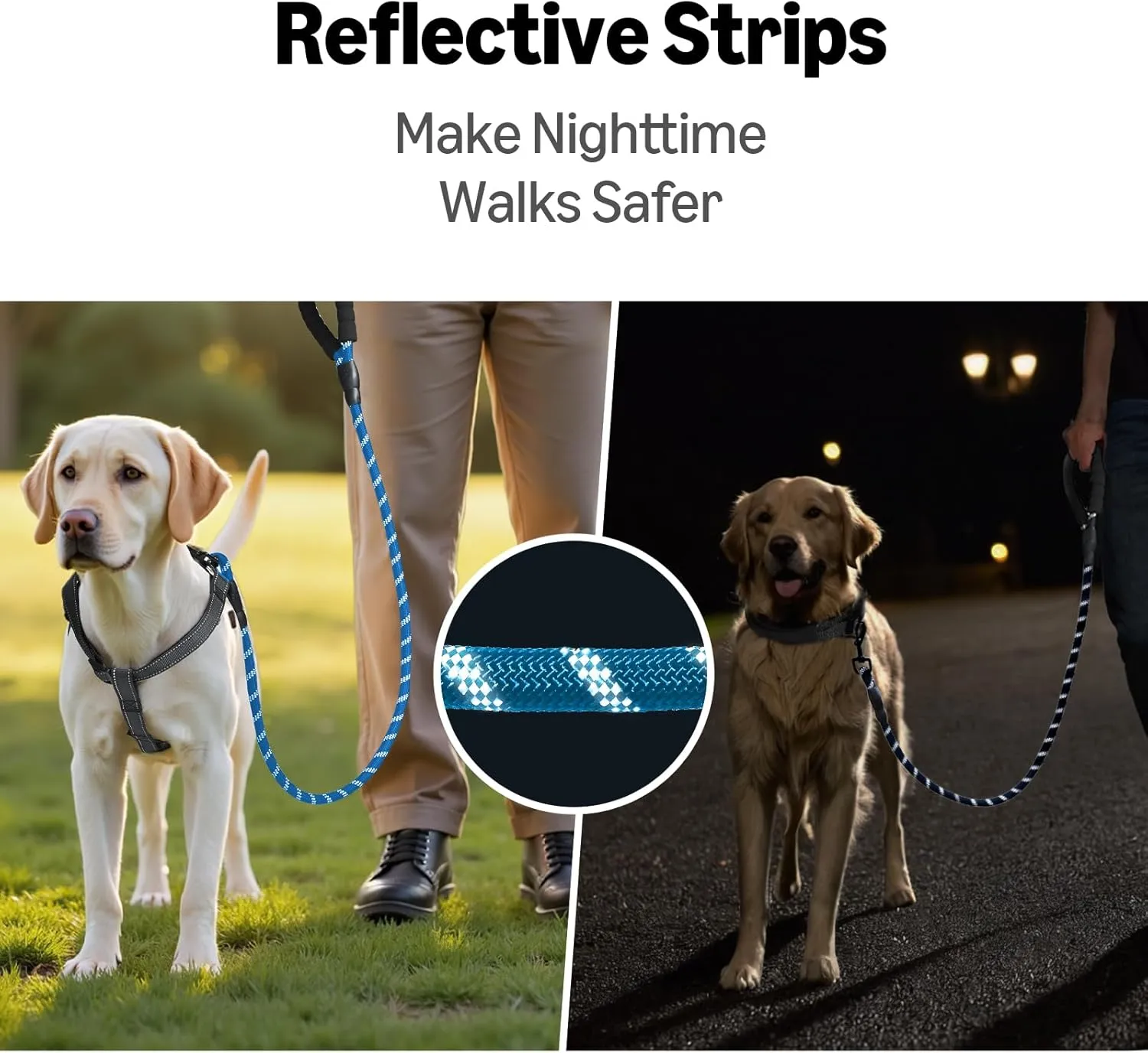 Amazon Basics Round Dog Leash, Heavy Duty, Durable Rope for Small, Medium, and Large Dogs, Lightweight Design for Walking, Training, and Outdoor Activities, Blue, 4 Ft