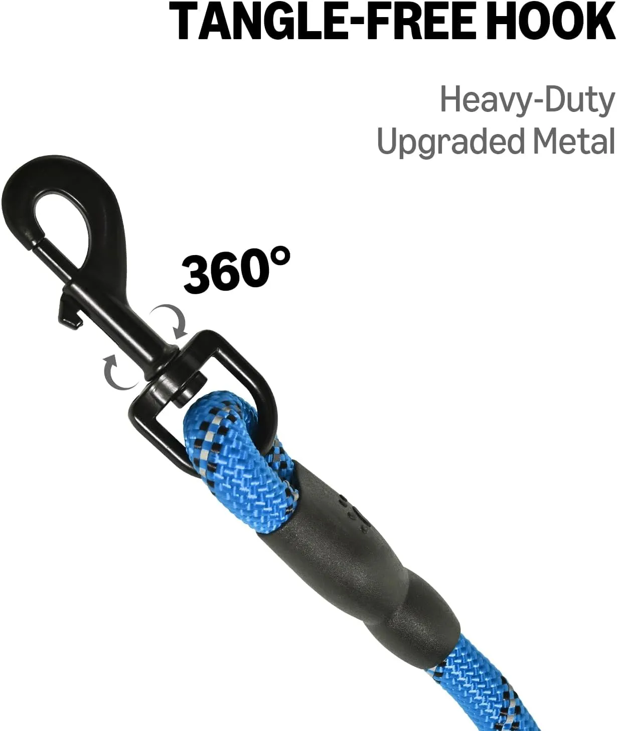 Amazon Basics Round Dog Leash, Heavy Duty, Durable Rope for Small, Medium, and Large Dogs, Lightweight Design for Walking, Training, and Outdoor Activities, Blue, 4 Ft