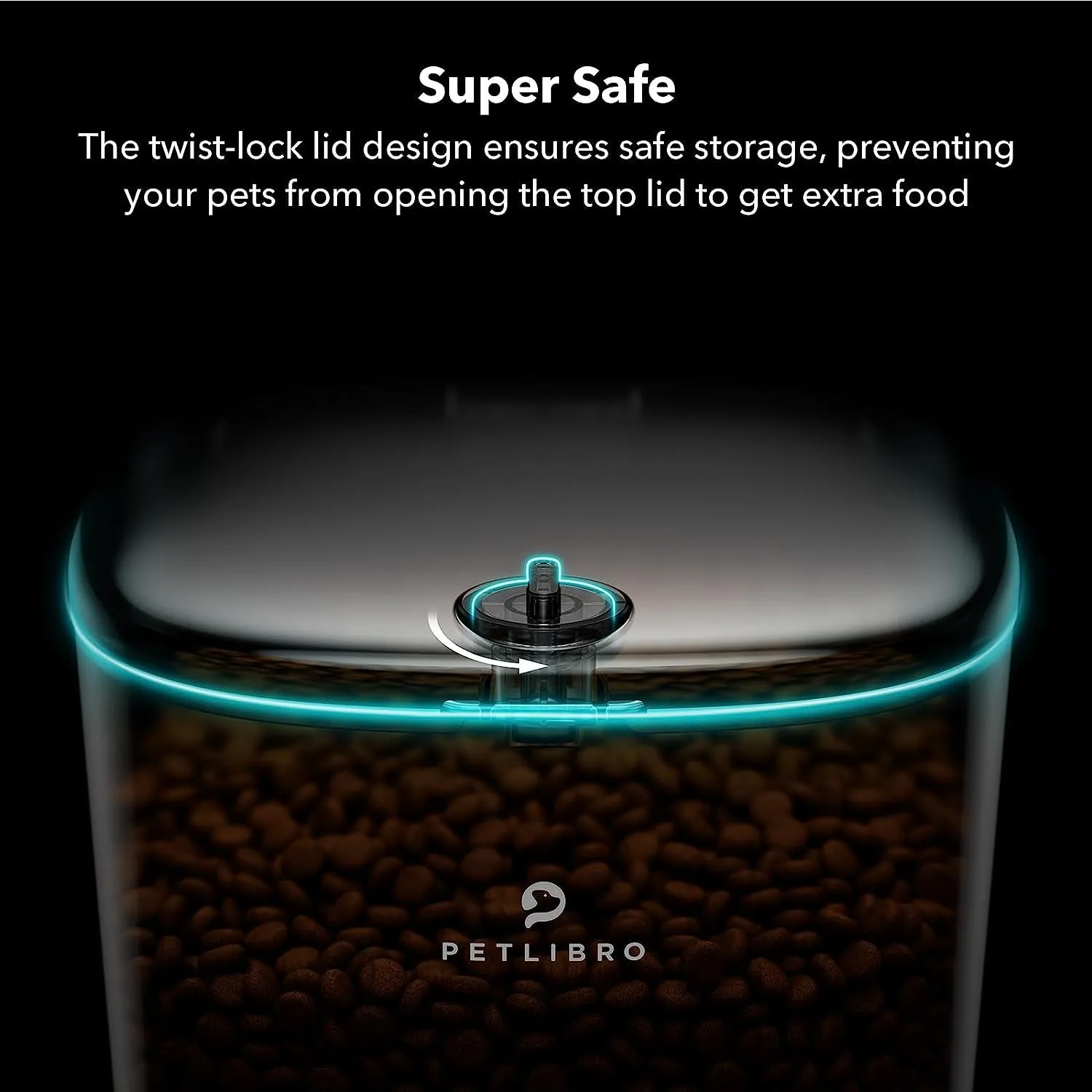 Automatic Dog Feeder 6L Auto Dry Food Dispenser for Dog and Cat with Lock Lid for Naughty Pet, Timed Cat Feeder Low Food Indication Anti-Clog up to 50 Portion & 6 Meals Daily, Black