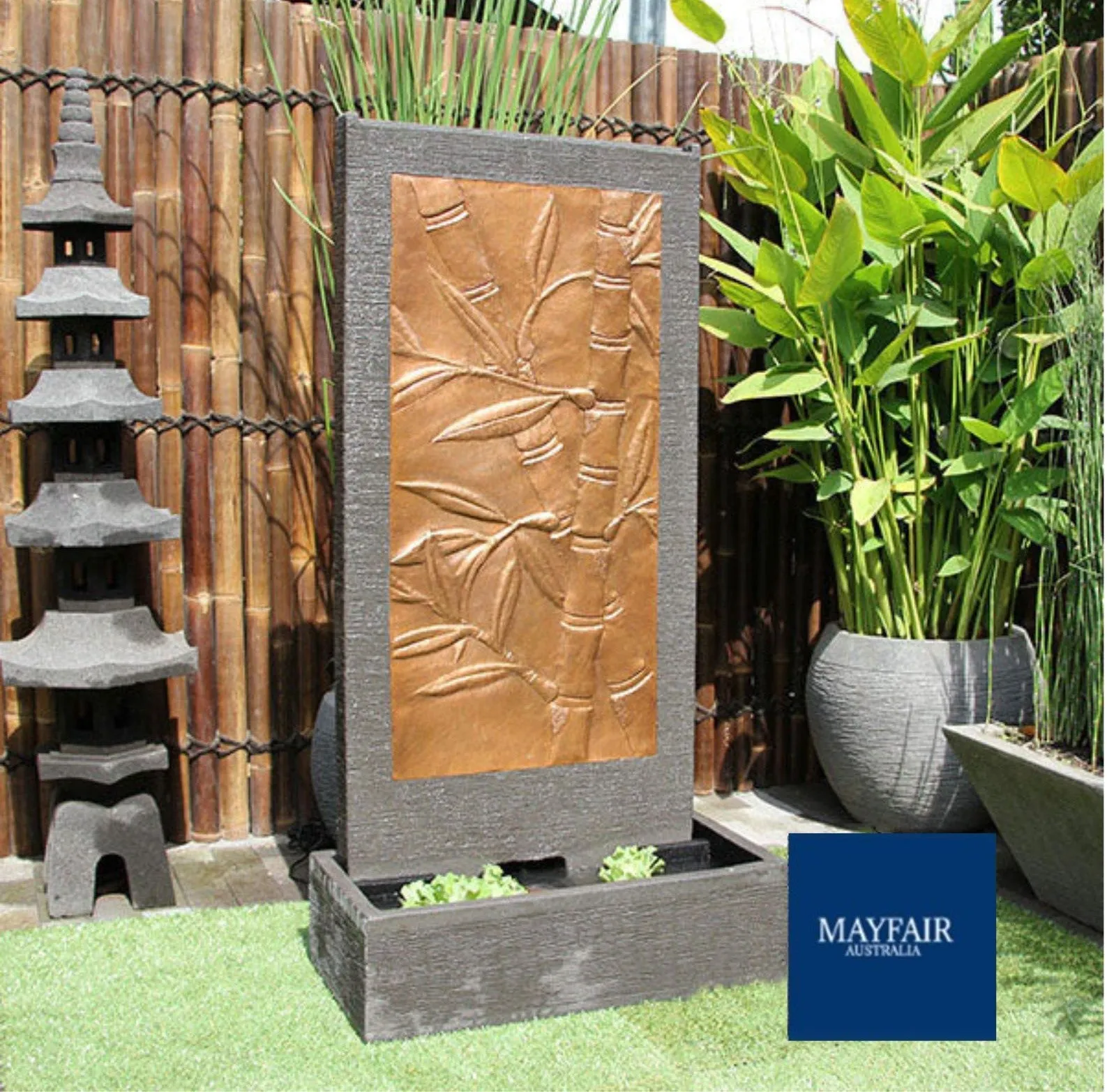 BAMBOO COPPER WALL WATER FOUNTAIN