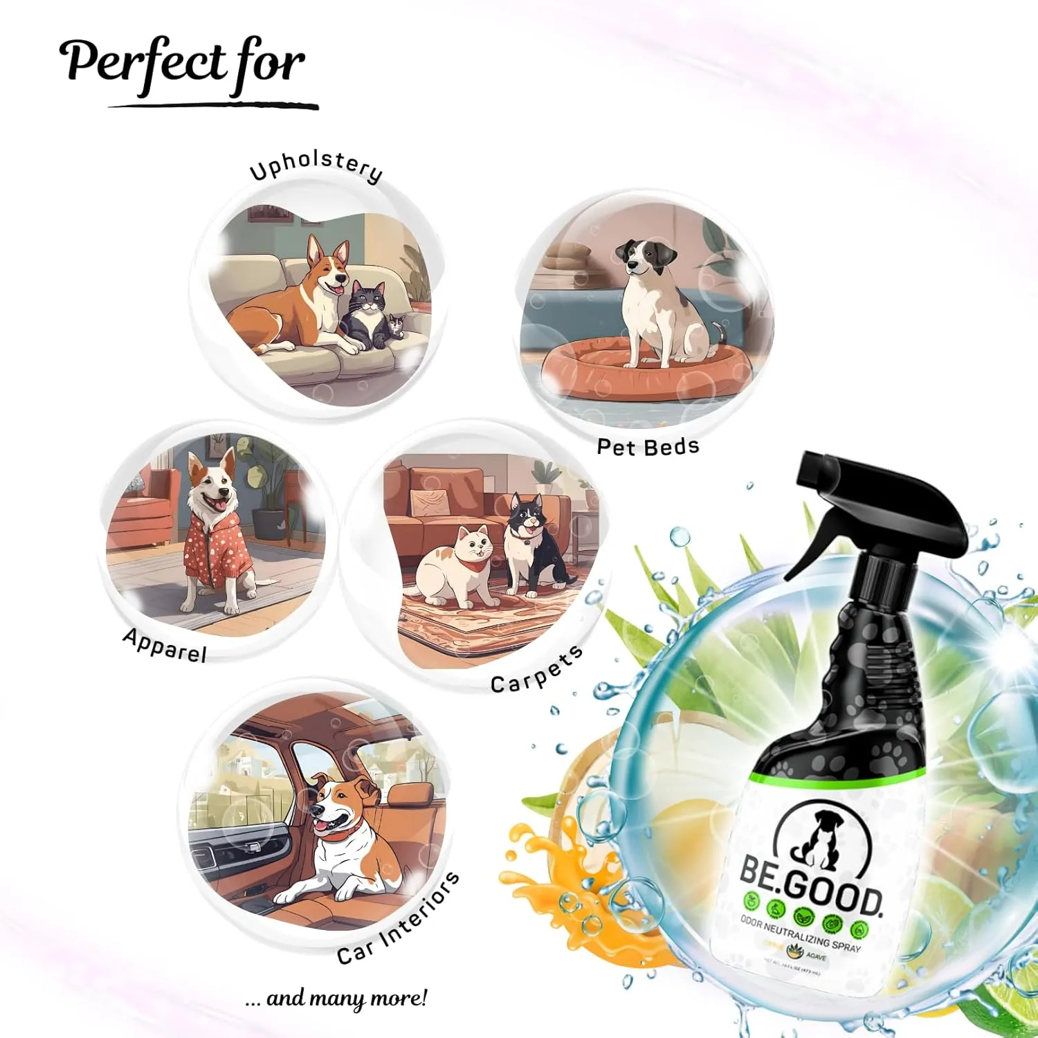 BE.GOOD. Pet Odor Eliminator, 16oz Spray, Woodland Essence - Pet Odor Eliminator for Home - Dog Urine Odor Eliminator - Pet Odor Remover, White