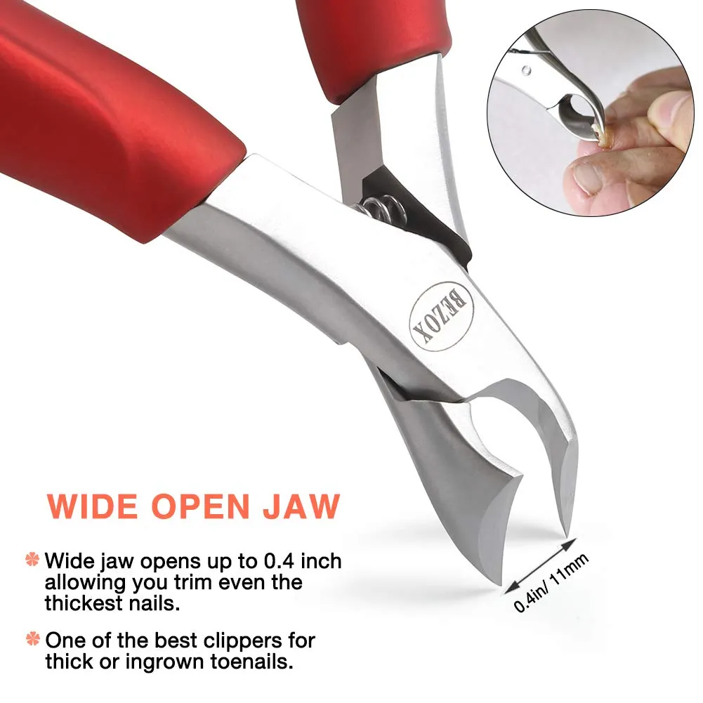 BEZOX Toenail Clippers for Thick Nails - Precision Thick Finger Nail Clipper Adult, Comfort Grip Nail Cutter, Ergonomic Long Handle Large Toe Nail Clippers