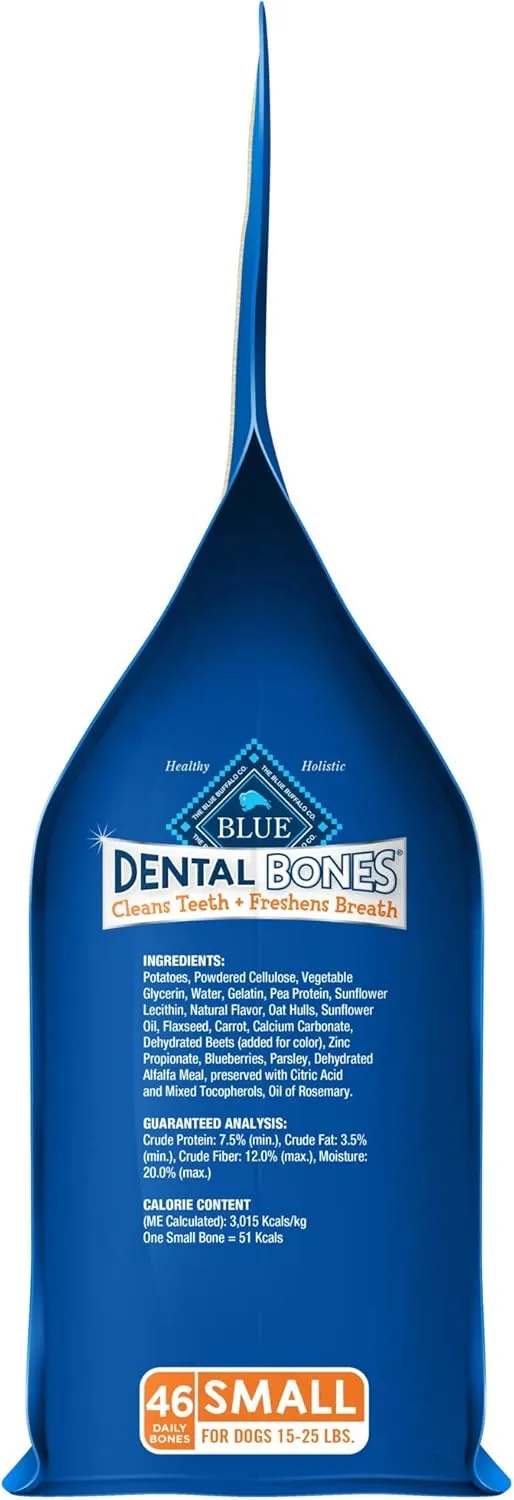 Blue Buffalo Dental Bones Small Natural Dental Chew Dog Treats Bag Value Pack