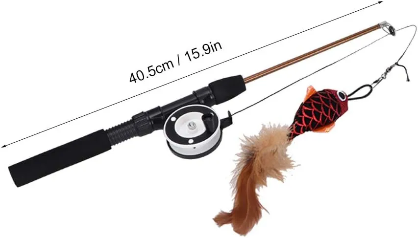 Cat Feather Toys Wand, Plastic Simulation Telescopic Pet Cat Funny Teaser Dangler Rod Stick with Feather, Catnip Interactive Training Toy for Indoor Cats Kitten Play Chase