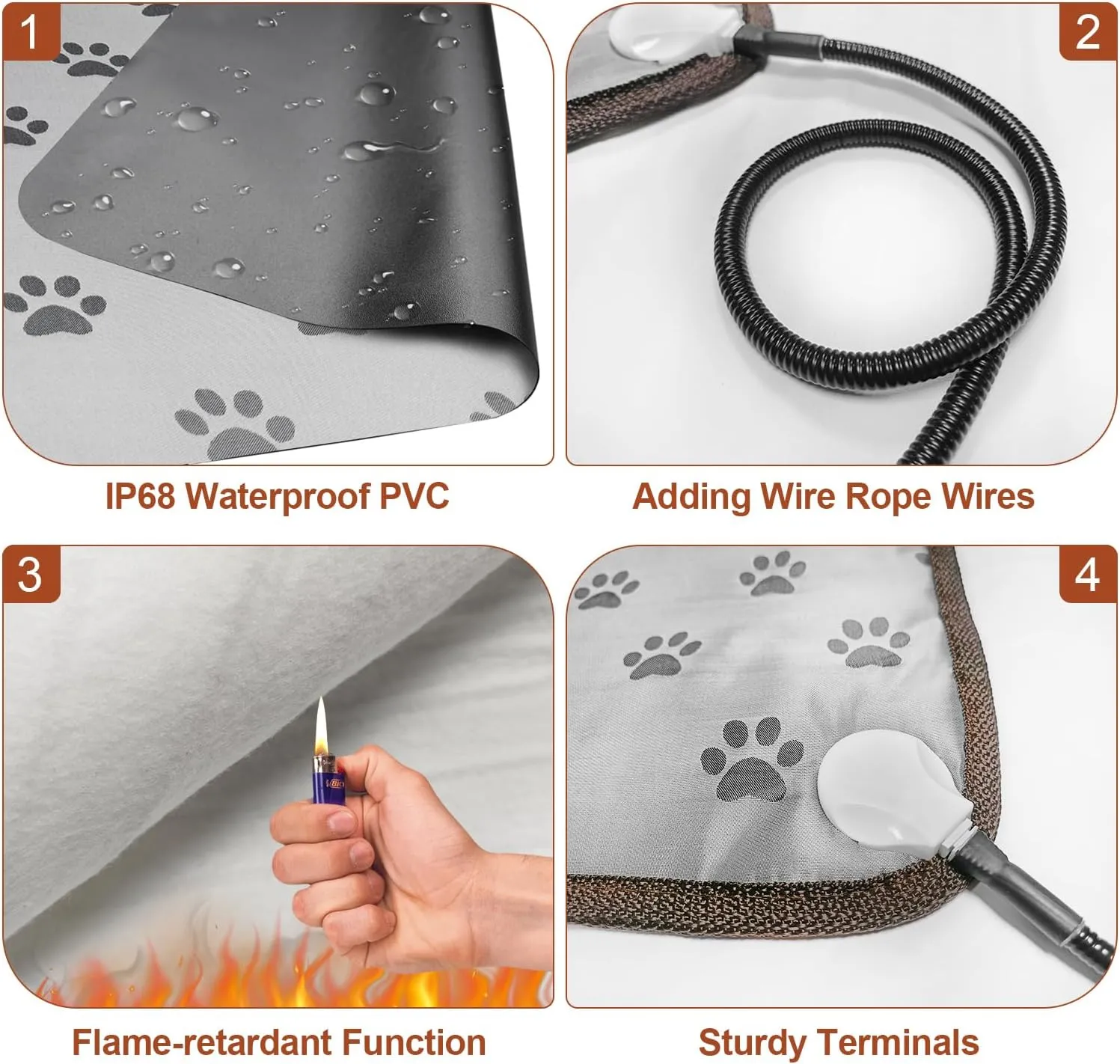 Cat Heating Pad 18x18 - Smart Thermostat Switch, Adjustable Heated Cat Bed, Waterproof, Paw Print