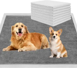 Charcoal Puppy Pads 36"51", Ultra-Large Carbon Pee Pads for Dogs, Odor-Control Puppy Pads, 6-Layer Dog Training Pads, Ultra-Absorbent & Quick-Dry Black Puppy Pads 10 Count