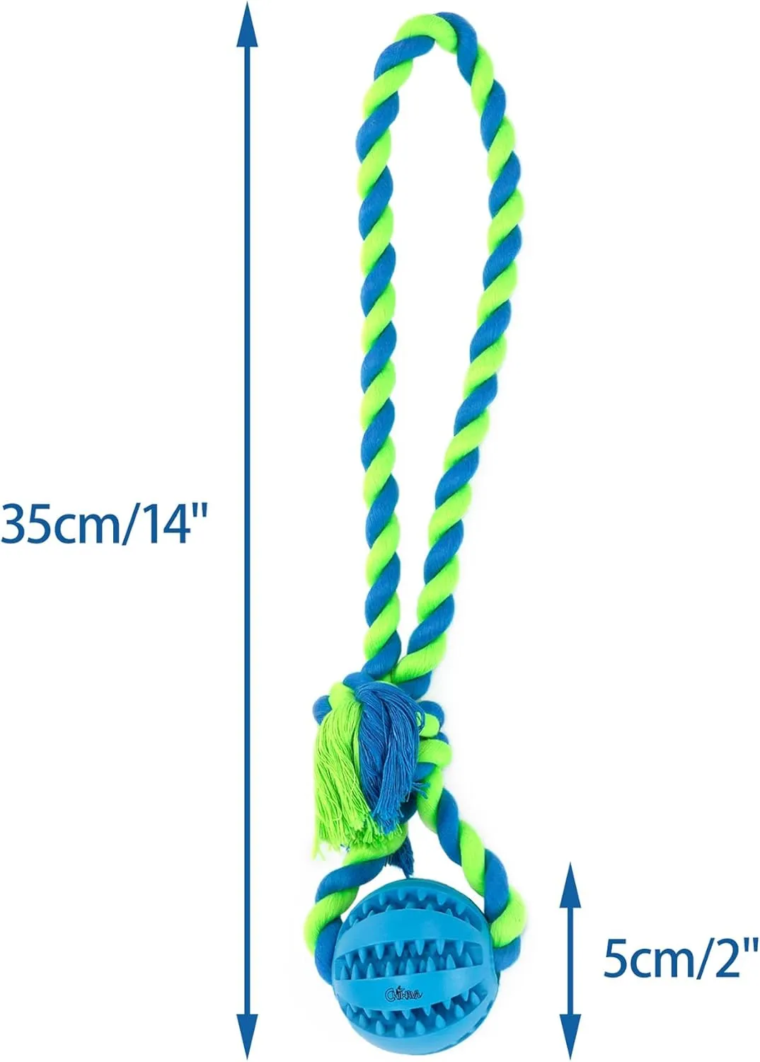 CHIWAVA 2 Pack 2" Dog Training Ball on Rope, Rubber Rope Dog Toys Ball with Handle for Tug of War Training Rewards for Small Dogs