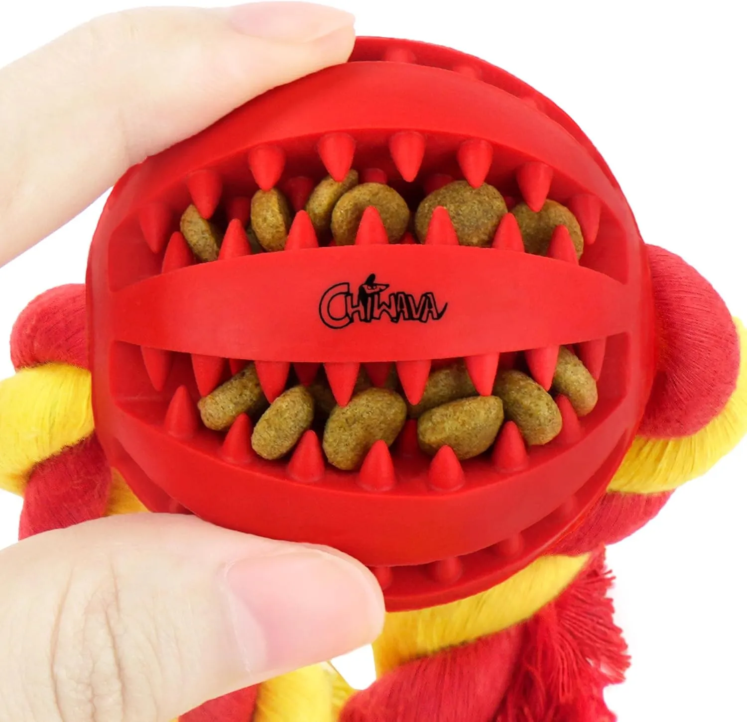 CHIWAVA 2 Pack 2" Dog Training Ball on Rope, Rubber Rope Dog Toys Ball with Handle for Tug of War Training Rewards for Small Dogs