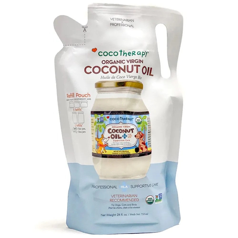 CocoTherapy Organic Virgin Coconut Oil For Cats, Dogs & Birds (Refill) 24oz