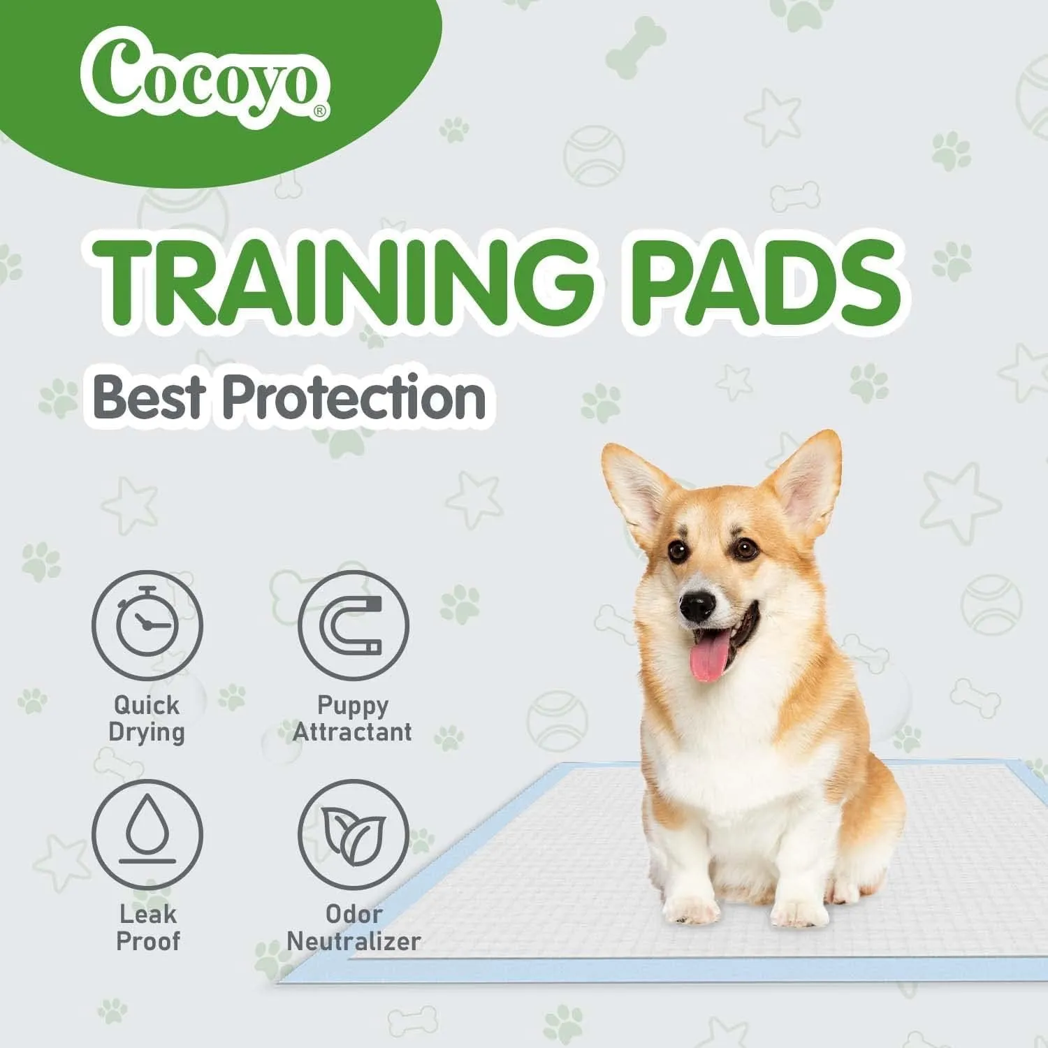 COCOYO Dog Training Pads Large SizeEliminating Urine Odor Puppy Pads  Premium Dog Pee Pads Value Pack (30 Count, L 26x30 inch)