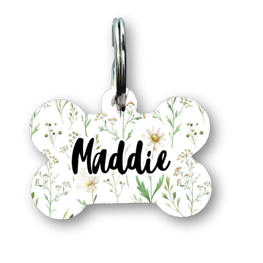 Daily Flowers Bone Dog Tag