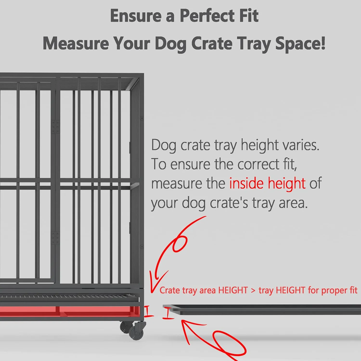 Dog Crate Tray 47"-ChewProof Replacement Pan, Easy to Clean, Easy to Assemble,Ideal for Potty Training-Perfect for Pet Crates & Kennels(1Pcs-46.85"L x 29.17"W x 1.0"H, Tray 47 fit 48 Crate)