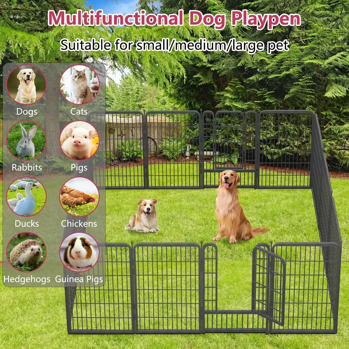 Dog Playpen 40" Height 14 Panels Portable Dog Fence Outdoor for Yard Indoor Dog Pen Puppy Playpen Indoor for Medium/Small Dogs, Heavy Duty Pet Pen for RV, Camping, Yard