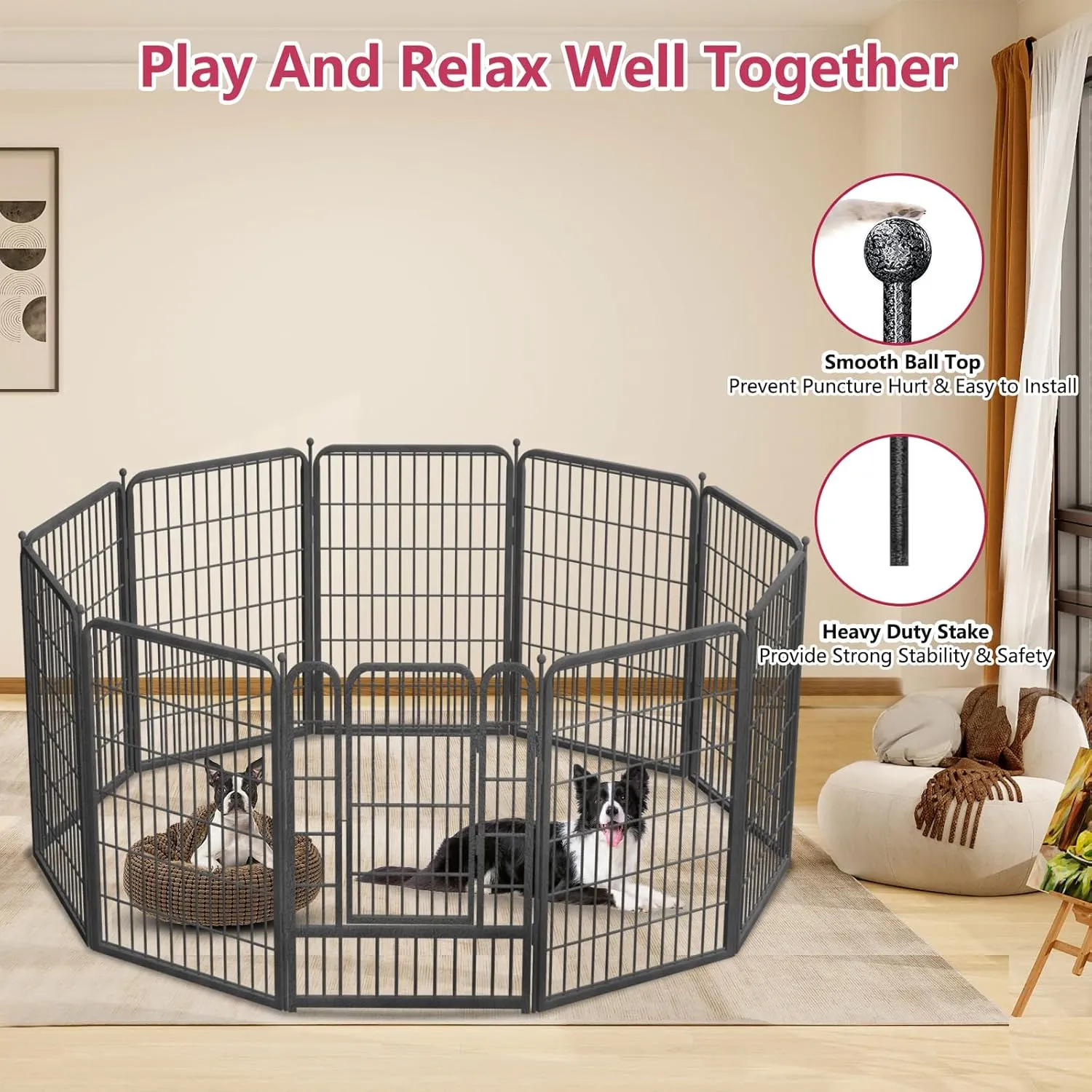 Dog Playpen 40" Height 14 Panels Portable Dog Fence Outdoor for Yard Indoor Dog Pen Puppy Playpen Indoor for Medium/Small Dogs, Heavy Duty Pet Pen for RV, Camping, Yard