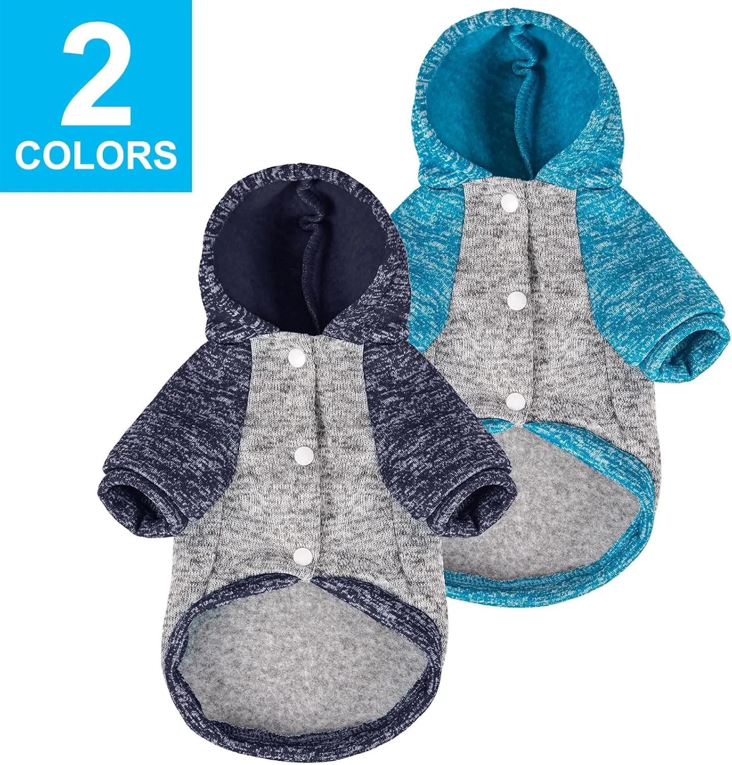 Dog Sweater, Dog Sweaters for Small Dogs, 2, 3 Pack Warm Soft Pet Clothes for Puppy, Medium Large Cat, Dogs Girl or Boy, Dog Shirt for Winter Christmas (Hoodie Grey,Navy Grey,Blue, XX-Small)