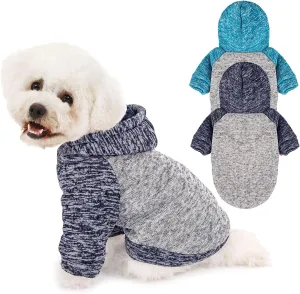 Dog Sweater, Dog Sweaters for Small Dogs, 2, 3 Pack Warm Soft Pet Clothes for Puppy, Medium Large Cat, Dogs Girl or Boy, Dog Shirt for Winter Christmas (Hoodie Grey,Navy Grey,Blue, XX-Small)
