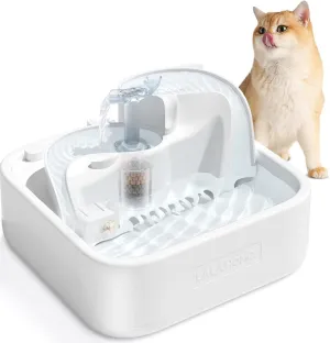 Dog Water Fountain Cat Automatic Water Bowel 3-Stage Design for Multi Pets Water Dispenser for Drinking Waterfall Fountain Kitty with Isolating Pump Filter, BPA-Free Easy Clean Quiet Indoor -2L/67oz