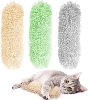 Dorakitten Cat Catnip Toys for Indoor Kitten: 3Pcs Pillows Toy - Interactive Cat Kicker Toy with Crinkle Plush Cat Chew Teething Clean Toy for Small Cats (Green&Grey&Yellow)