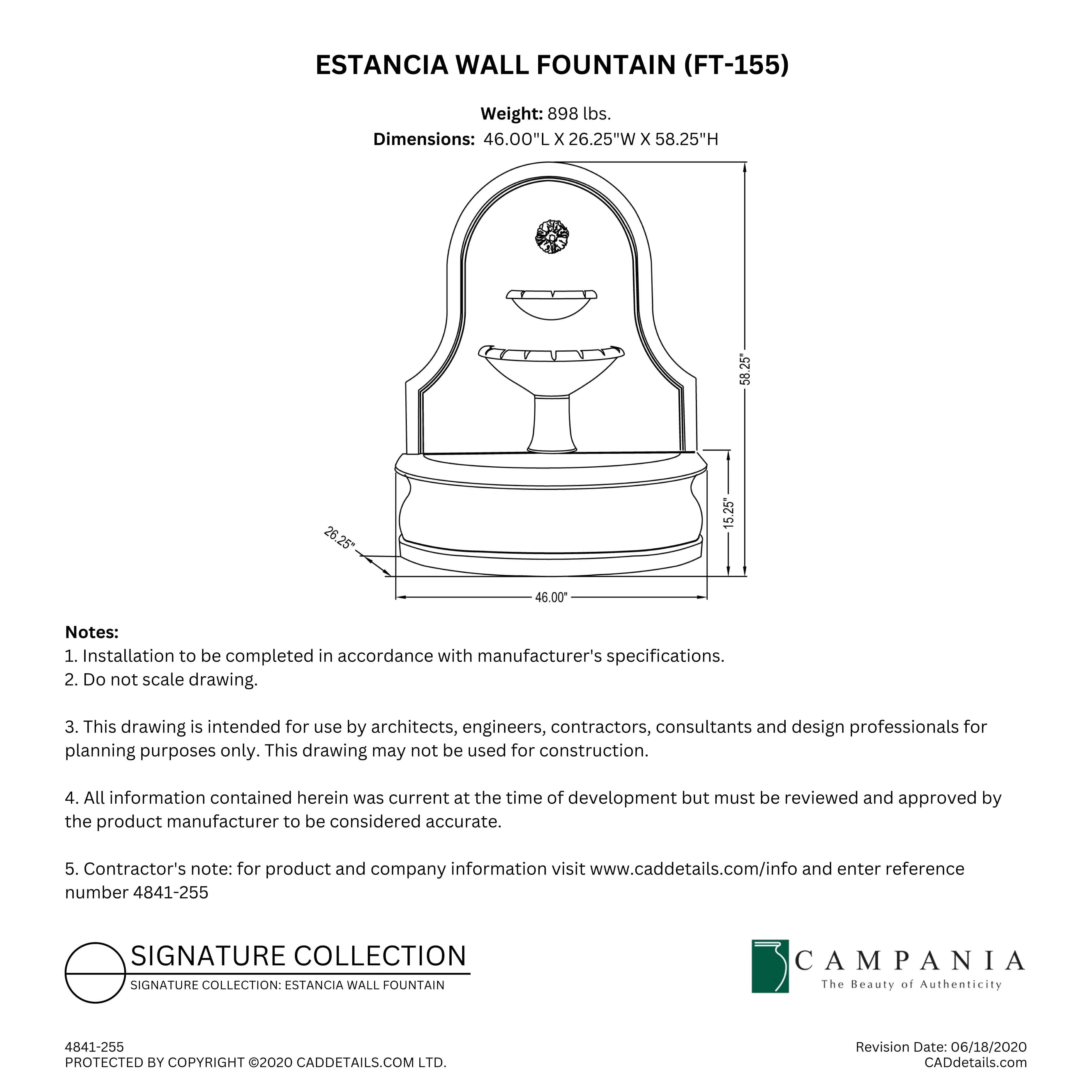 Estancia Wall Fountain Campania International
