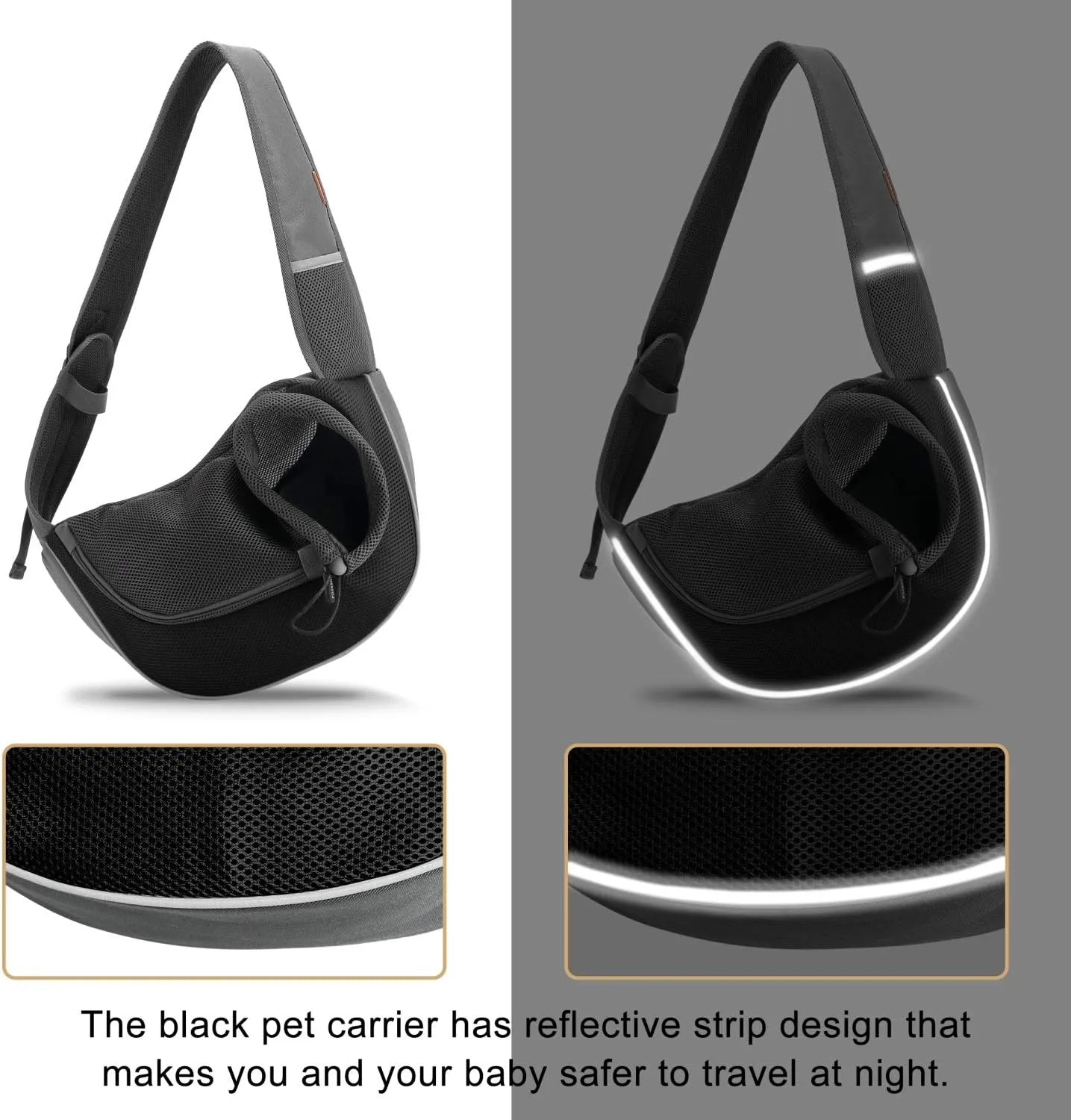 FDJASGY Pet Sling Carrier for Small Dogs Cats,Breathable Mesh Travelling Hand Free Puppy Backpack with Pouch and Adjustable Strap Carrier