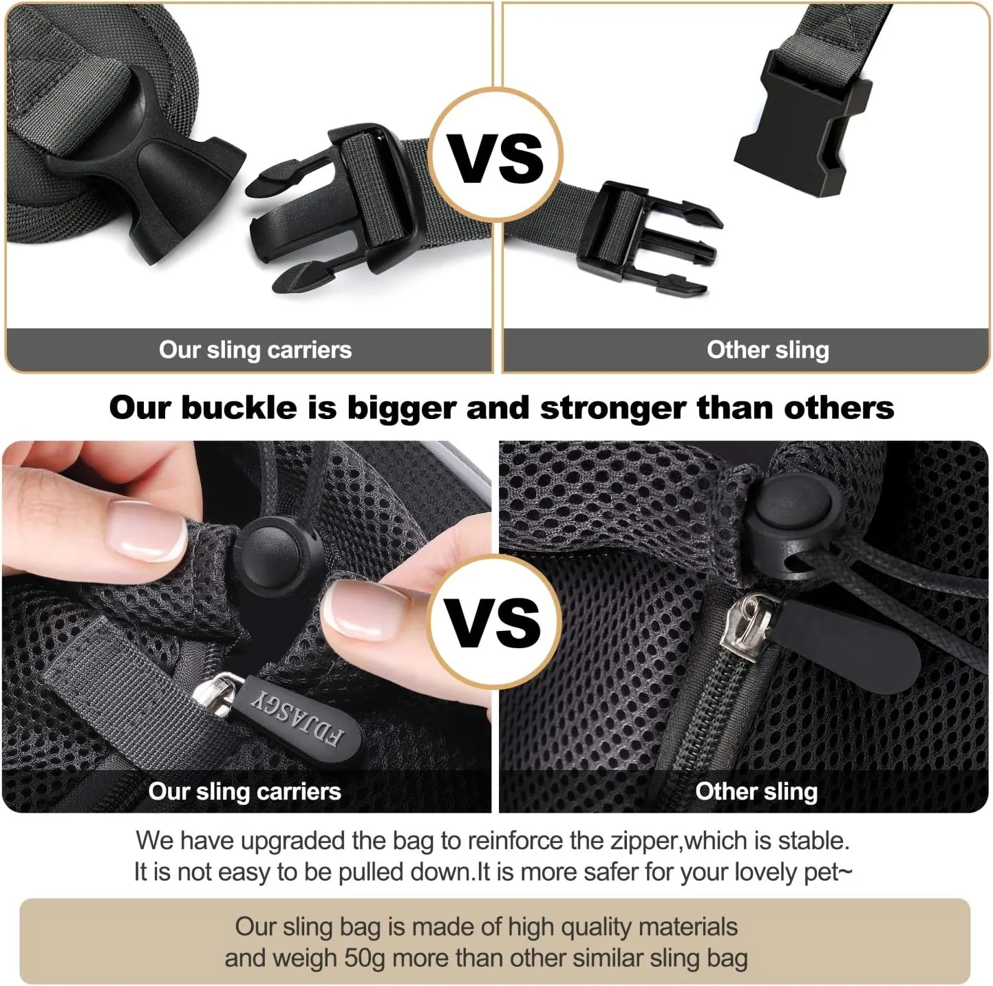 FDJASGY Pet Sling Carrier for Small Dogs Cats,Breathable Mesh Travelling Hand Free Puppy Backpack with Pouch and Adjustable Strap Carrier