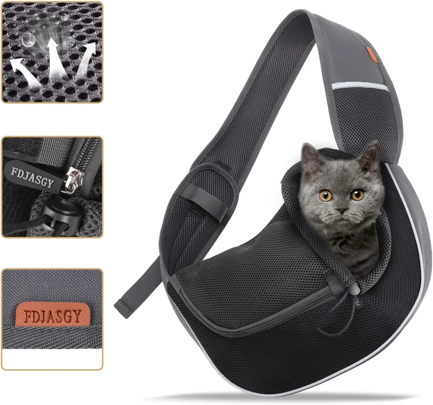FDJASGY Pet Sling Carrier for Small Dogs Cats,Breathable Mesh Travelling Hand Free Puppy Backpack with Pouch and Adjustable Strap Carrier
