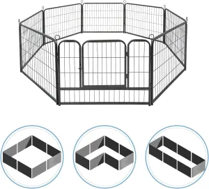 Fencer Wire Foldable Outdoor/Indoor Pet Playpen with Gate, Available in 24"/32"/40" Height Metal Portable Kennel, Heavy-Duty Exercise Fence Cage 8/16/24/32 Panels for Large/Medium/Small Dog, Animals