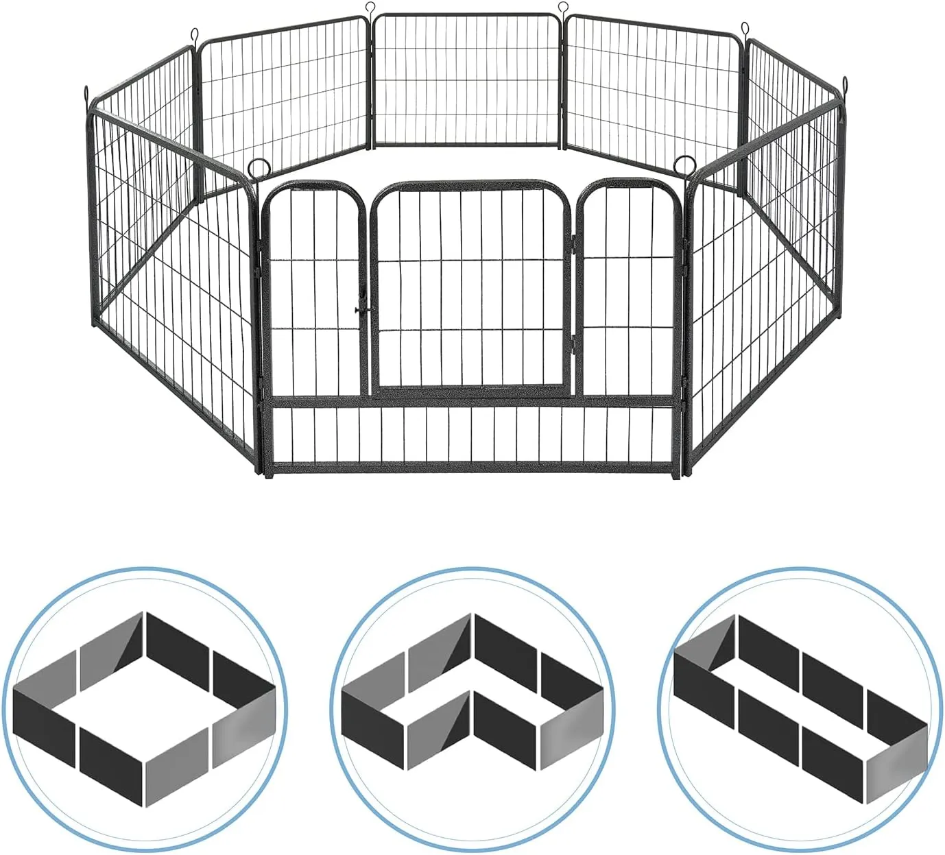 Fencer Wire Foldable Outdoor/Indoor Pet Playpen with Gate, Available in 24"/32"/40" Height Metal Portable Kennel, Heavy-Duty Exercise Fence Cage 8/16/24/32 Panels for Large/Medium/Small Dog, Animals