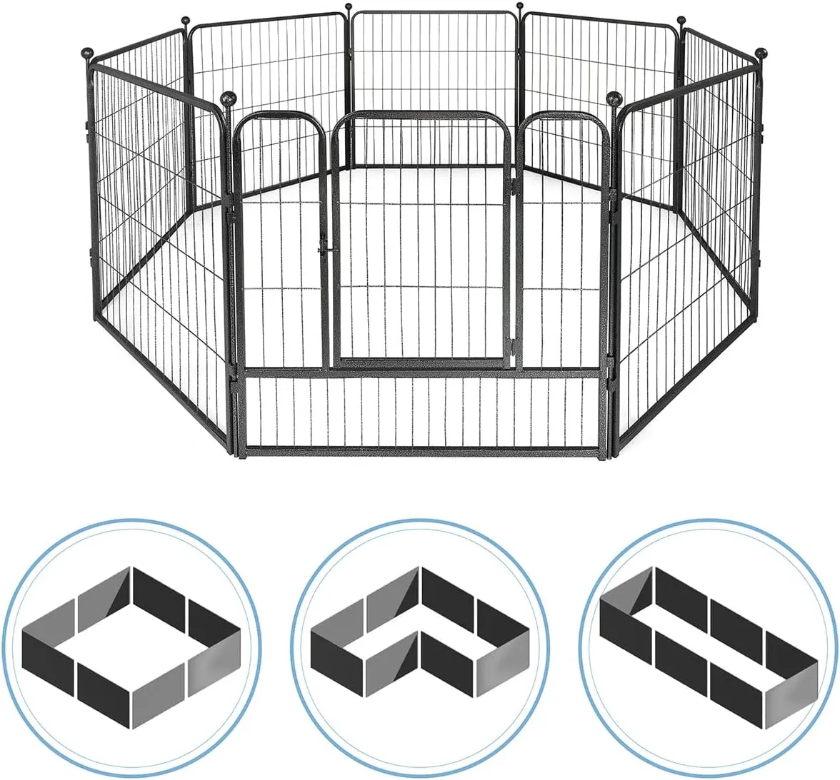 Fencer Wire Foldable Outdoor/Indoor Pet Playpen with Gate, Available in 24"/32"/40" Height Metal Portable Kennel, Heavy-Duty Exercise Fence Cage 8/16/24/32 Panels for Large/Medium/Small Dog, Animals