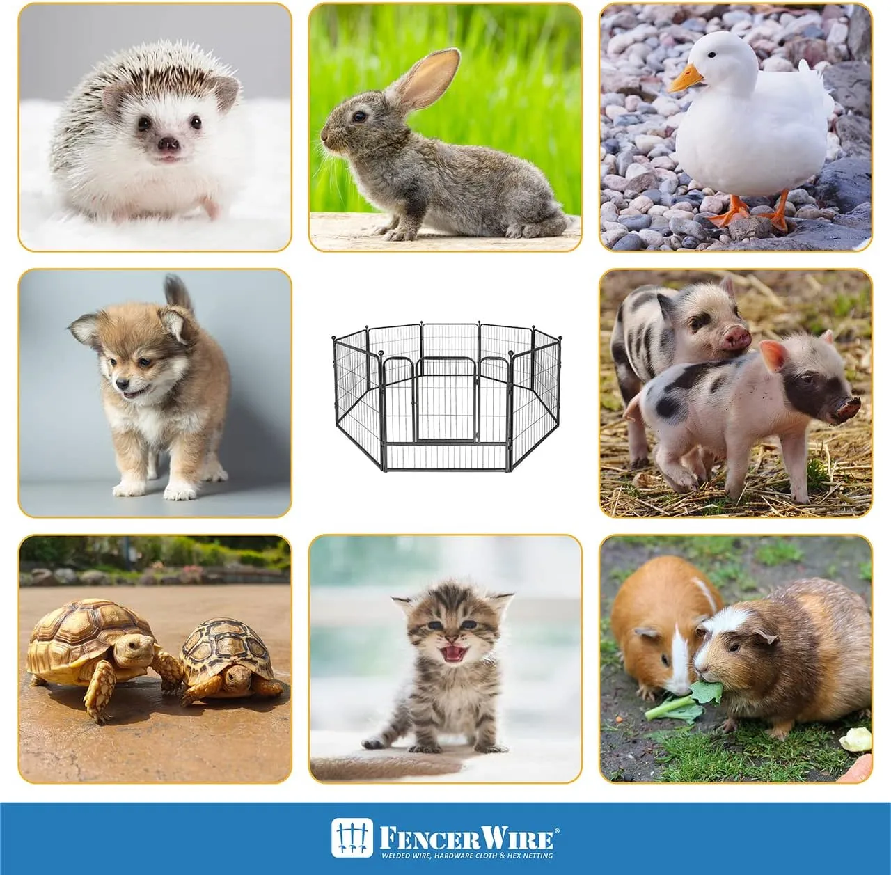 Fencer Wire Foldable Outdoor/Indoor Pet Playpen with Gate, Available in 24"/32"/40" Height Metal Portable Kennel, Heavy-Duty Exercise Fence Cage 8/16/24/32 Panels for Large/Medium/Small Dog, Animals