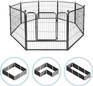 Fencer Wire Foldable Outdoor/Indoor Pet Playpen with Gate, Available in 24"/32"/40" Height Metal Portable Kennel, Heavy-Duty Exercise Fence Cage 8/16/24/32 Panels for Large/Medium/Small Dog, Animals