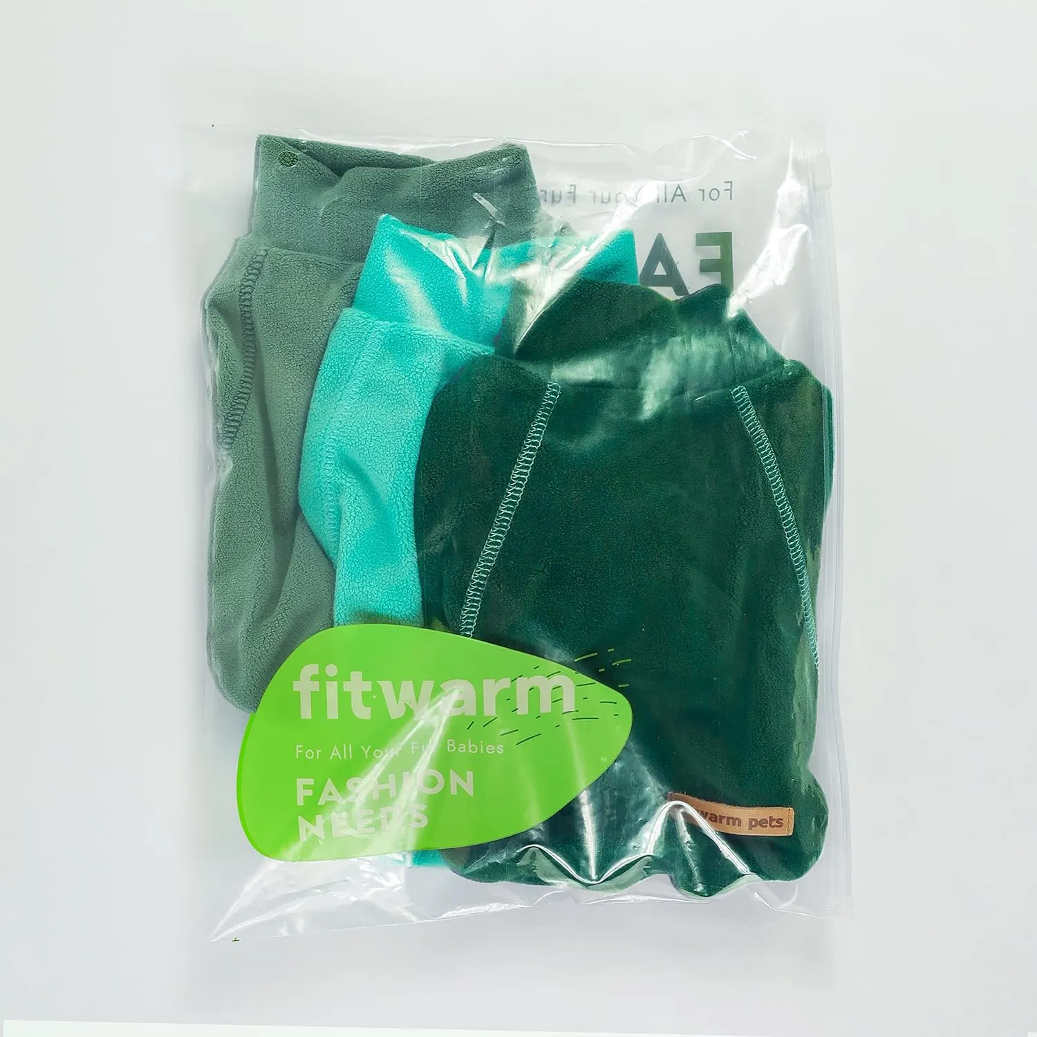 Fitwarm 3 Pack Fleece Dog Sweater, Turtleneck Dog Sweatshirt, Dog Winter Clothes for Small Dogs Boy Girl, Pet Pullover Jumper, Cat Apparel, Dark Green, Teal Green, Olive Green, Small