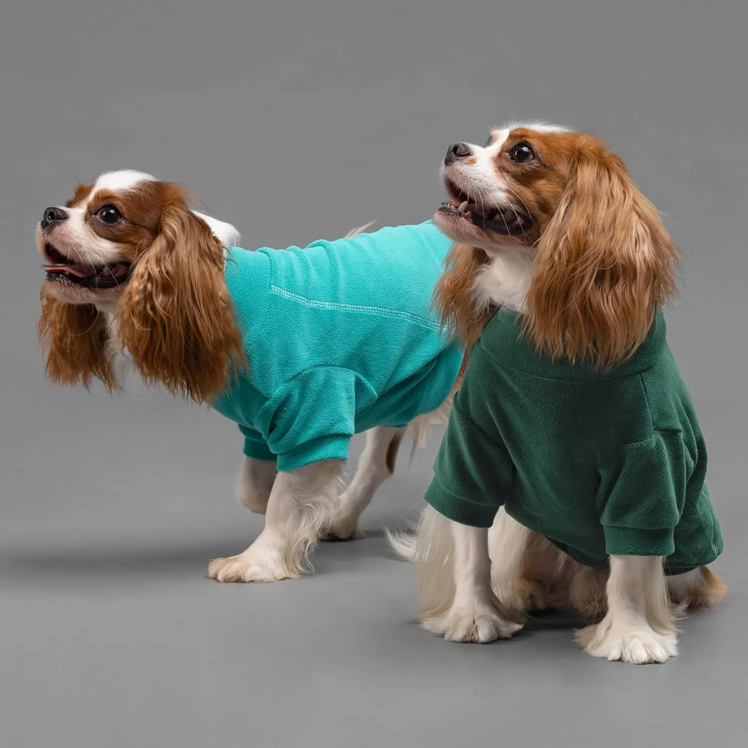 Fitwarm 3 Pack Fleece Dog Sweater, Turtleneck Dog Sweatshirt, Dog Winter Clothes for Small Dogs Boy Girl, Pet Pullover Jumper, Cat Apparel, Dark Green, Teal Green, Olive Green, Small
