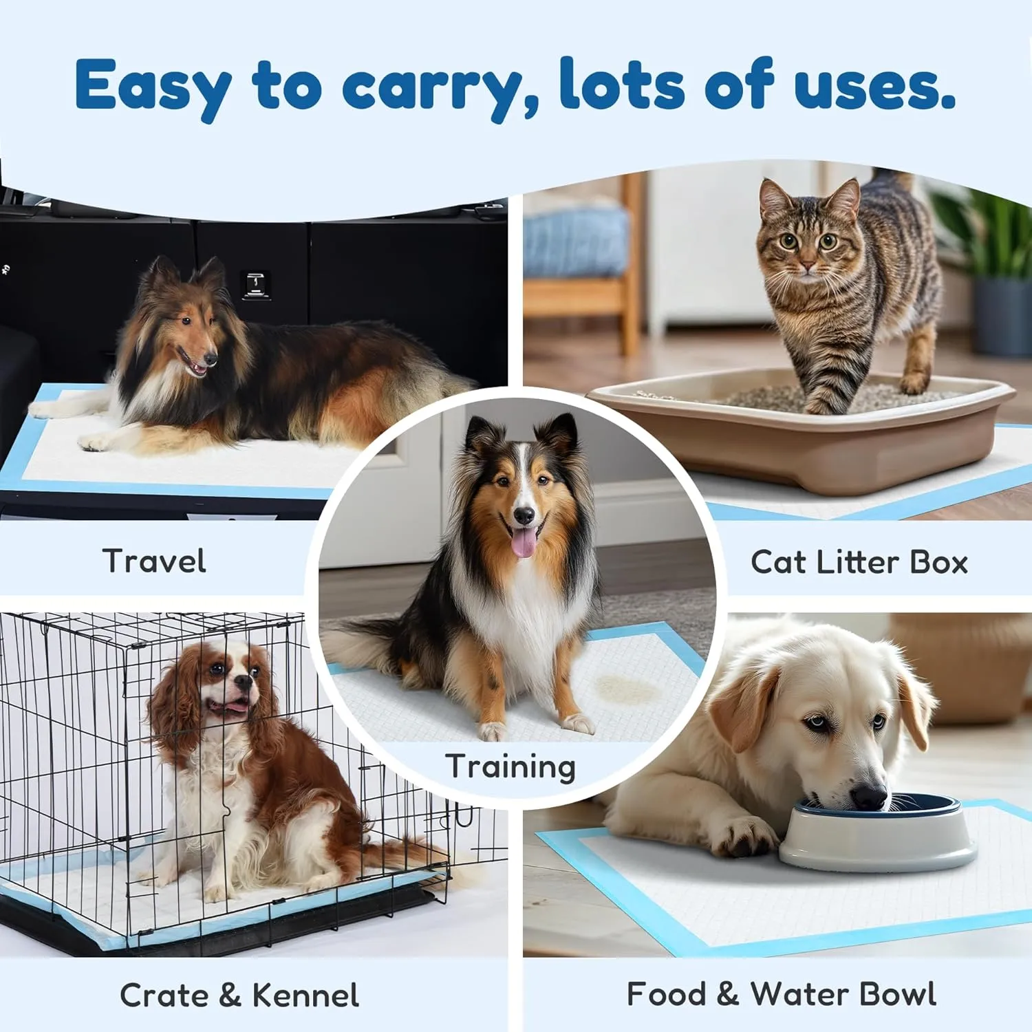 FluffyDream Super Absorbent Waterproof Dog and Puppy Pet Training Pad, Housebreaking Pet Pad,Blue (22"x22" (100PCS))