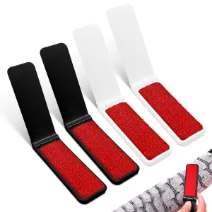 Foldable Lint Brush 4-Pack (2 White   2 Black) - Portable & Reusable Lint Brushes for Clothes, Furniture, Pet Hair - Compact Travel Size, Sticky Surface, Easy to Clean - No Mess Fuzz Remover