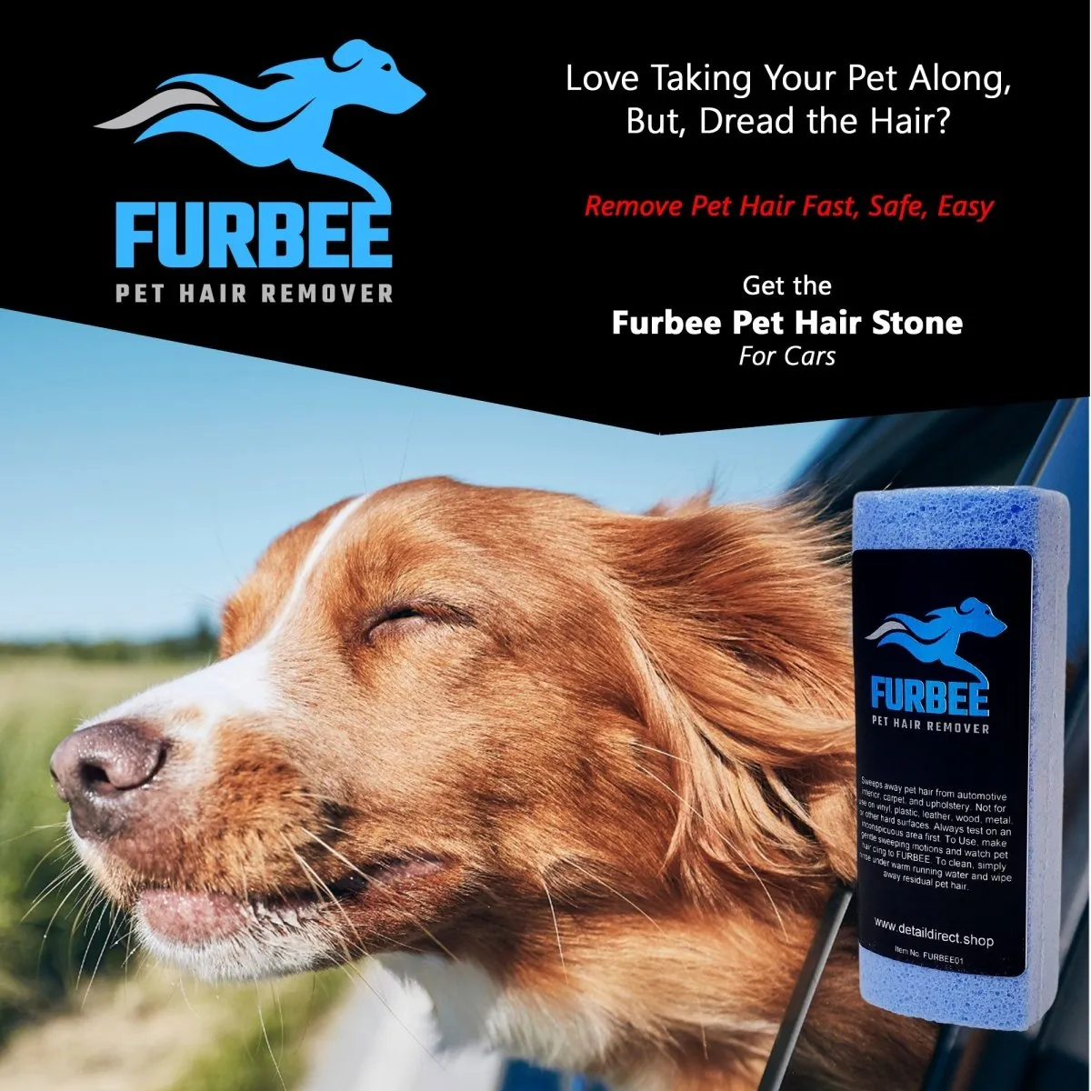 FURBEE Pumice Stone for Dog Hair Removal