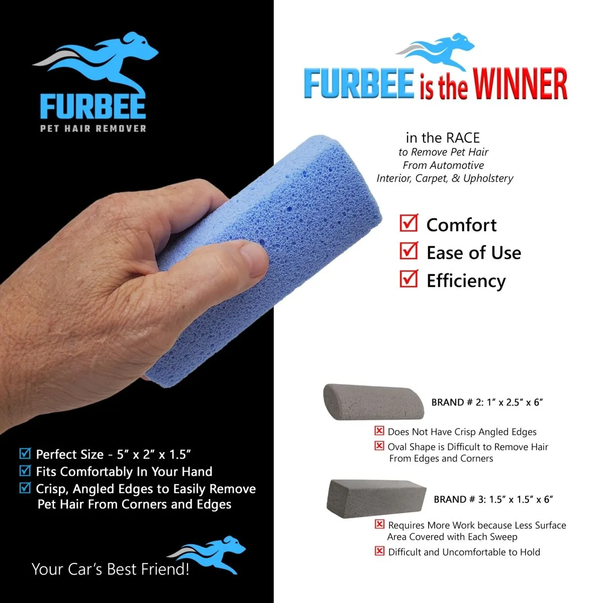 FURBEE Pumice Stone for Dog Hair Removal