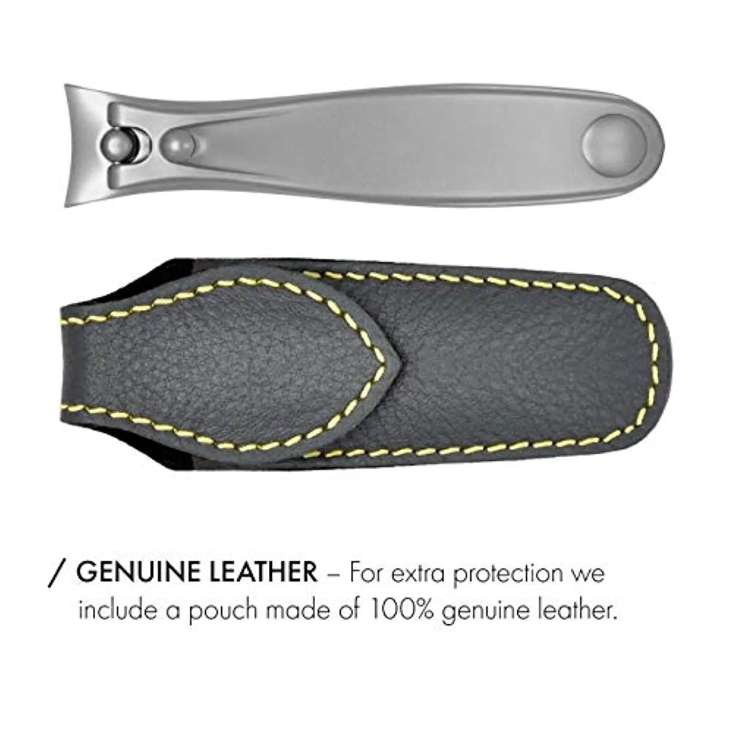 GERMANIKURE Professional Large Nail Clipper - FINOX Surgical Stainless Steel Manicure and Pedicure Tools in Leather Case- Ethically Made in Solingen Germany - 4712 - Travel Size Nail Care